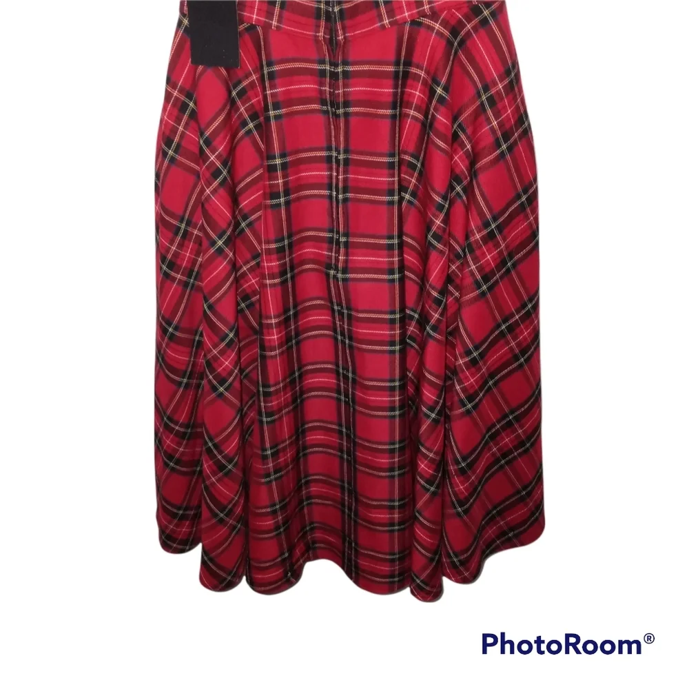 Hell Bunny Irvine Pinafore Red Tartan Plaid Dress